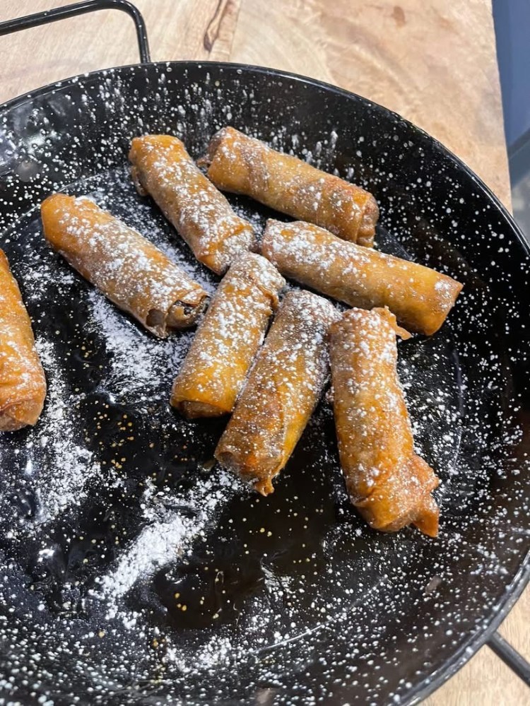 a close up of food on a grill