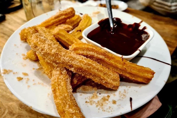 a plate of food with a fork