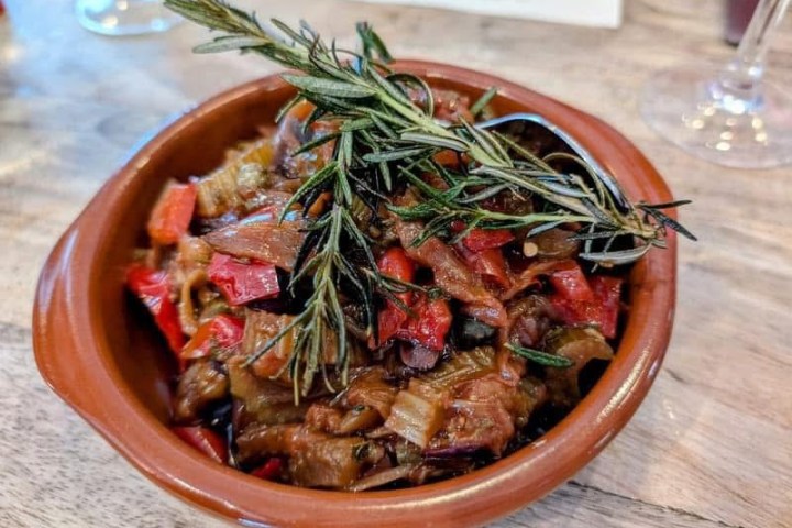 a bowl of food on a table