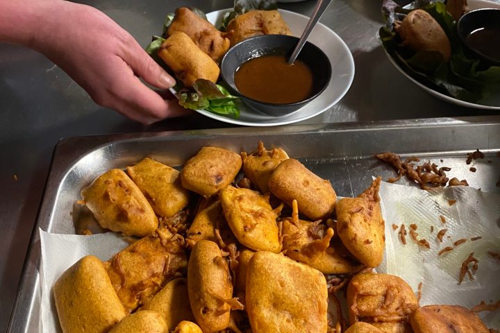 a bunch of food on a table