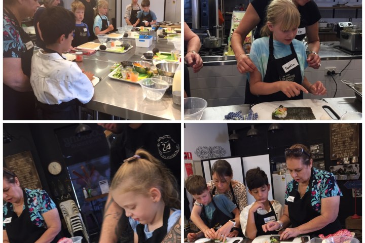 a group of people sitting at a table
