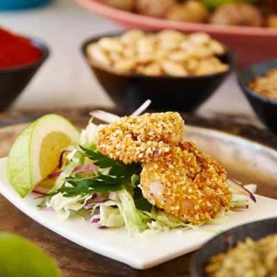 a table topped with plates of food on a plate
