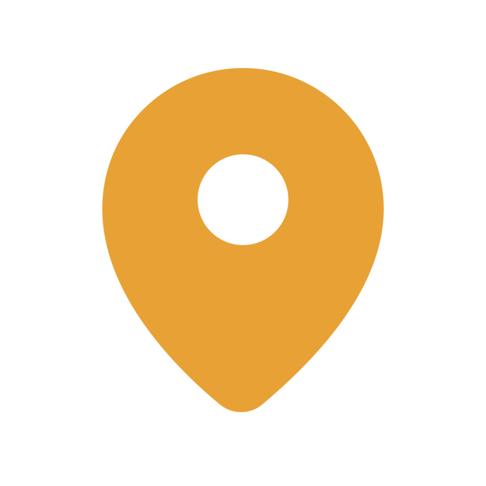 Yellow map pin icon on a transparent background.